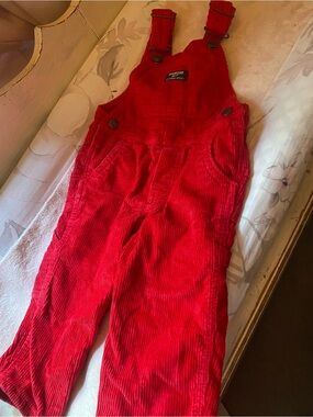 OshKosh B'gosh Bright Red Corduroy Overalls